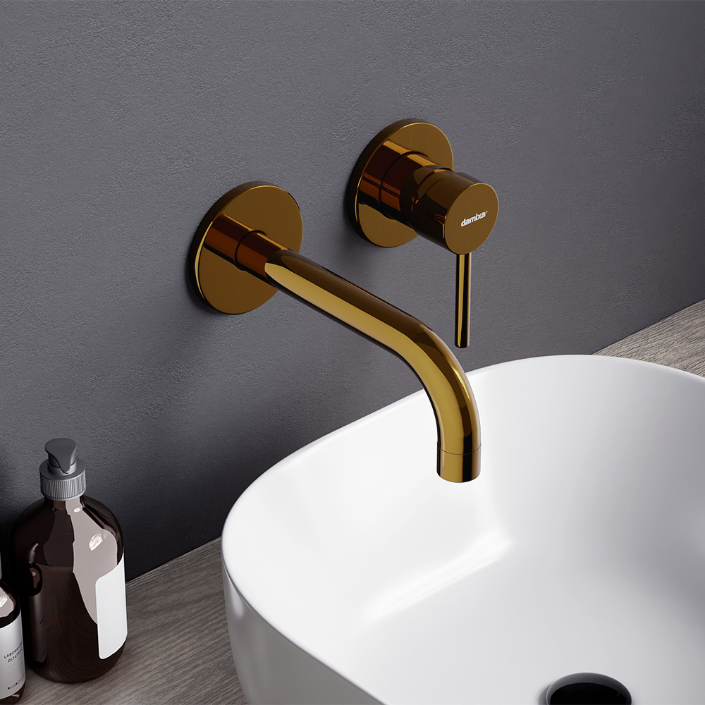 Смеситель для раковины монтируемый в стену, золото Damixa Scandinavian Pure 360260600