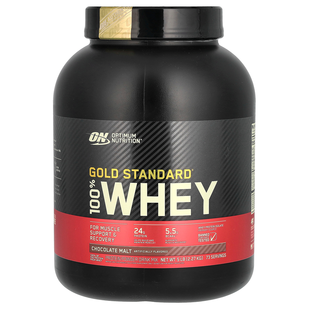 Optimum Nutrition, Gold Standard 100% Whey, шоколадный солод, 2,27 кг (5 фунтов)