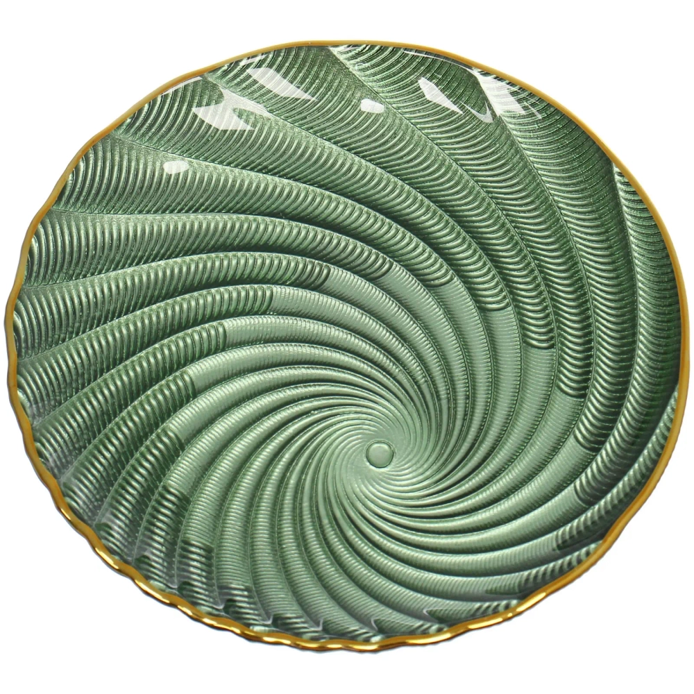 Тарелка стеклянная «Фьюжн» 16см изумрудный перламутр