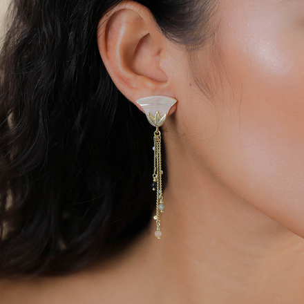 Серьги Franck Herval, Palma, с перламутром, лунным камнем и лабрадоритом, FH26.1-12-70276 (золотисты