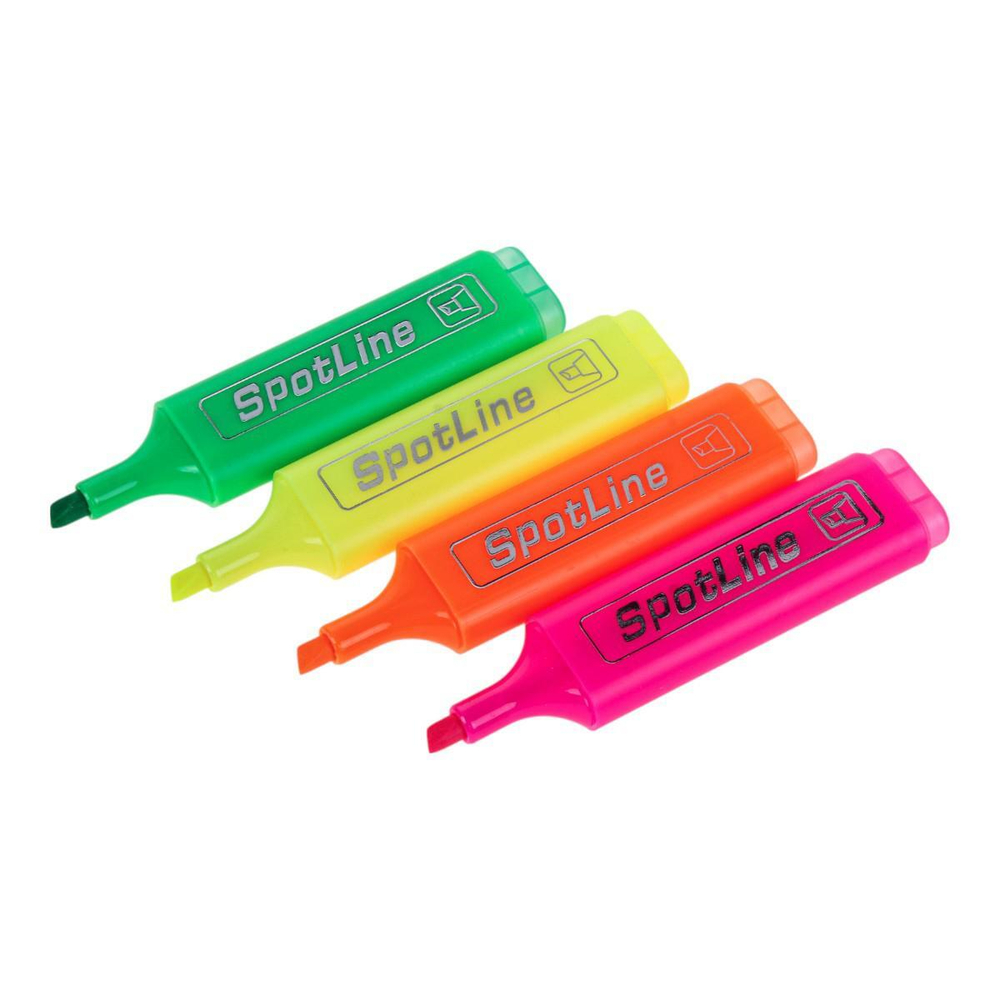 Набор текстовыделителей 4шт, неоновые цвета, в ПВХ