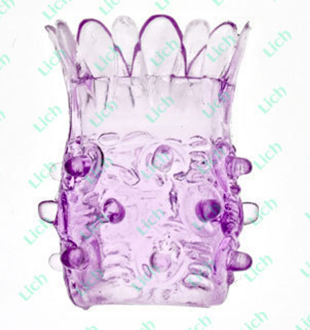 Фиолетовая насадка на фаллос с шипами в виде ананаса