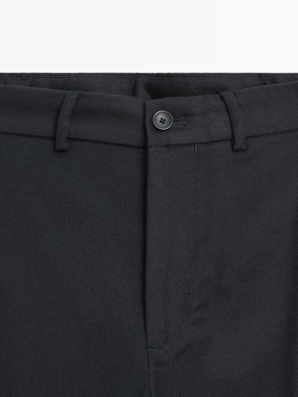 Massimo Dutti Брюки из шерстяной фланели с эластичными вставками по бокам, темно-синий