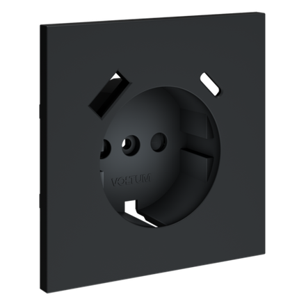 Накладка для розетки с заземлением и защитными шторками, с USB A+C, S70 (графит)