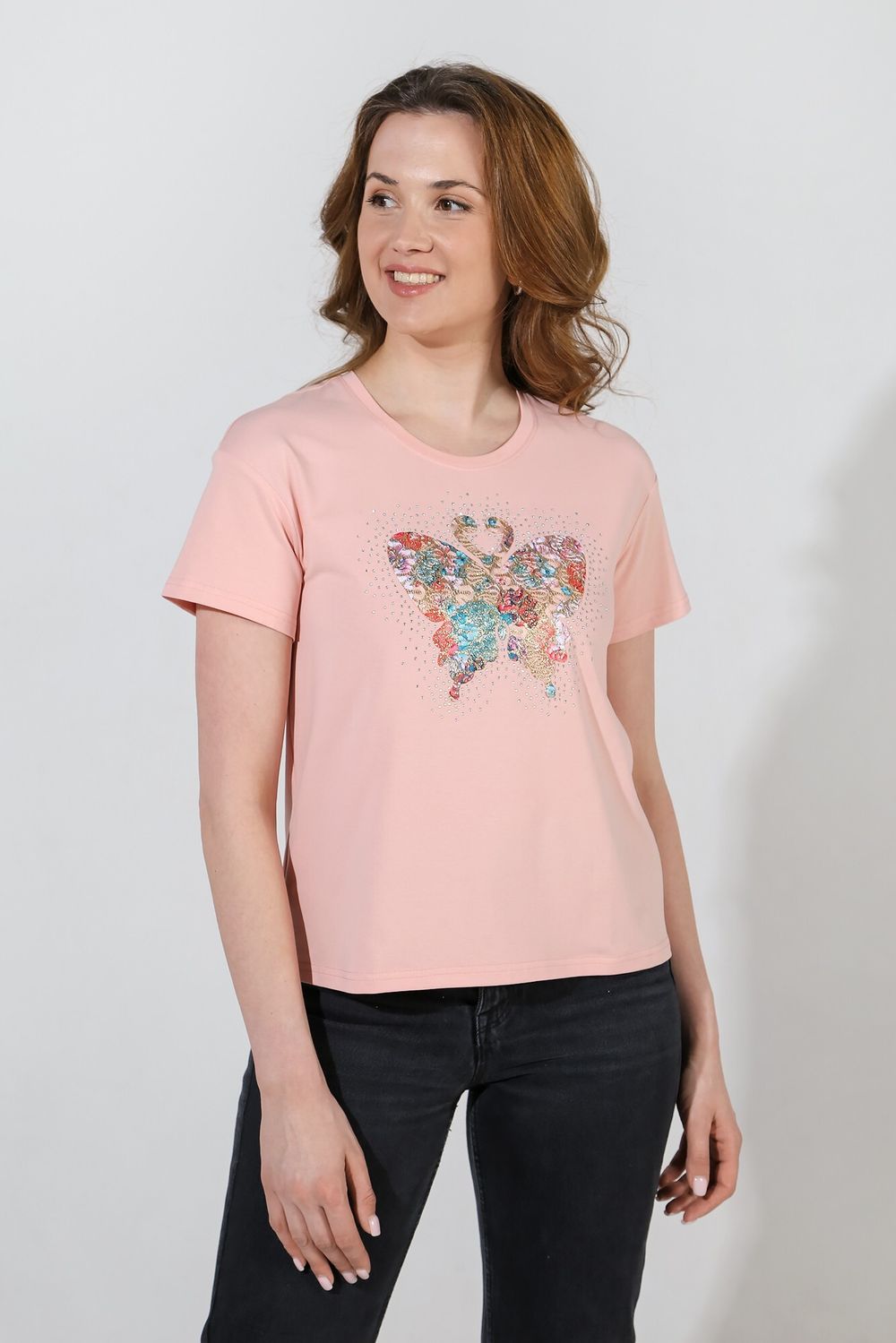 Фуфайка (футболка) женская Ассорти-2 Виотекс ПЕРСИК. БАБОЧКА