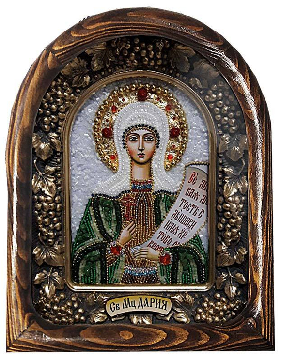 Дивеевская икона  святая мученица Дарья, печать, нефрит и бисер