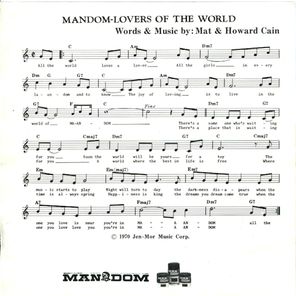 Jerry Wallace / Mandom-Lovers Of The World (7" Vinyl Single)