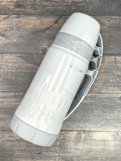 Термос 1 л. со стеклянной колбой Kamille KM 2031 пластиковый, 2 чашки