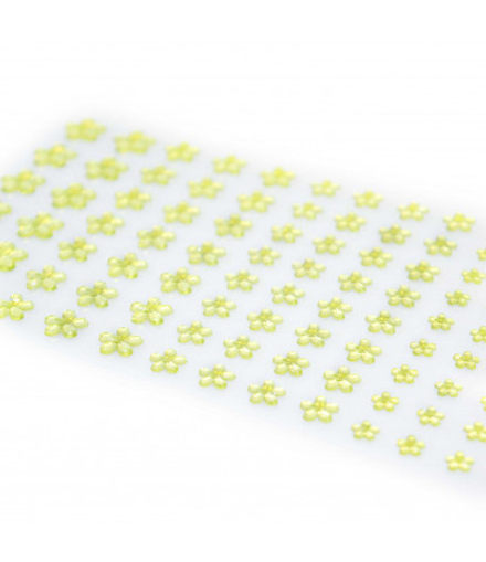 Стразы самоклеющиеся цветочки разного размера 78 шт салатовые
