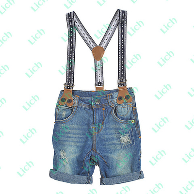 Шорты на подтяжках детские джинсовые с потертостями