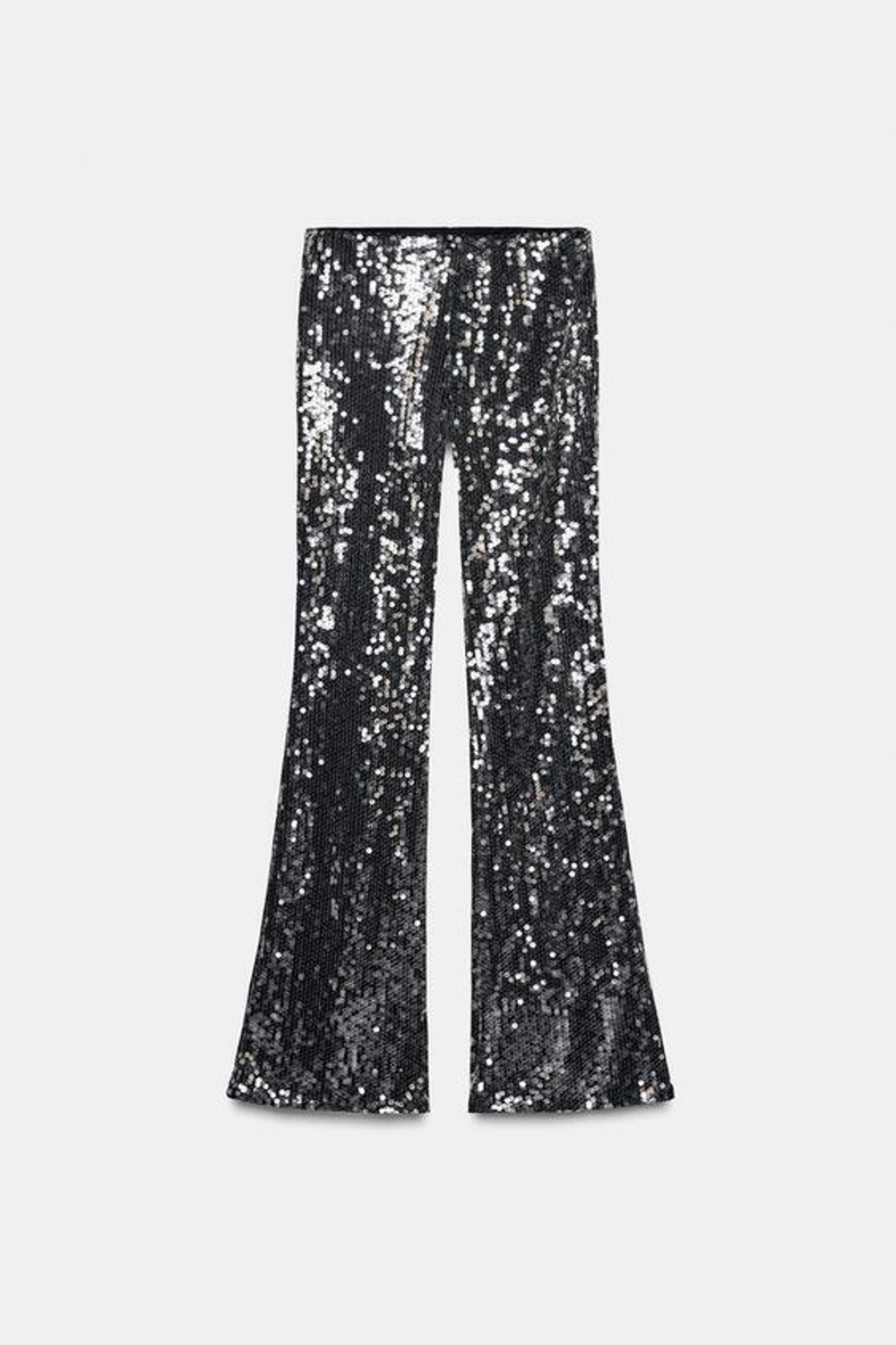 ZARA БРЮКИ FLARE В ПАЙЕТКАХ, ЧЕРНЫЙ