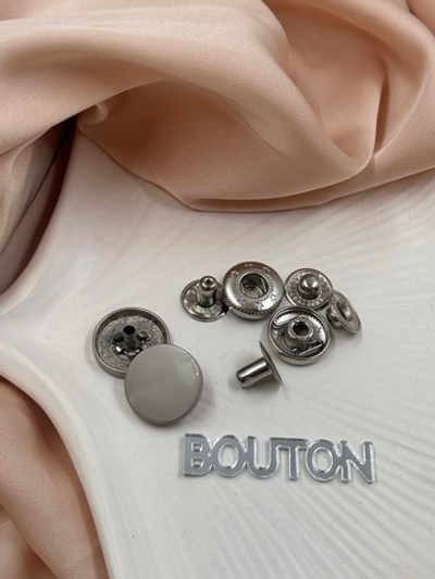 Шляпка под установочные кнопки серебристая матовая плоская комплект с ответными частями