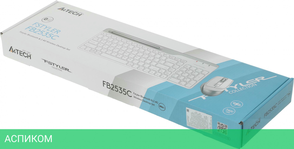 Набор периферии A4Tech Fstyler FB2535C Icy White белый/серый