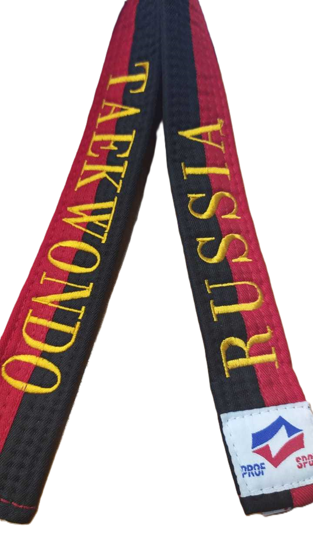 Пояс для тхэквондо ProfSport с вышивкой красно-черный