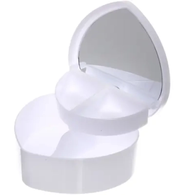 Шкатулка пластиковая с зеркалом «KiKi HAUS», сердце, цвет белый, 13.5*11.5*5.5см