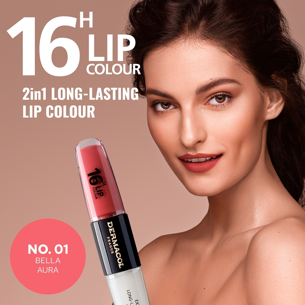 Dermacol 16H Lip Colour - Стойкая помада и блеск для губ, 2× 4 ml