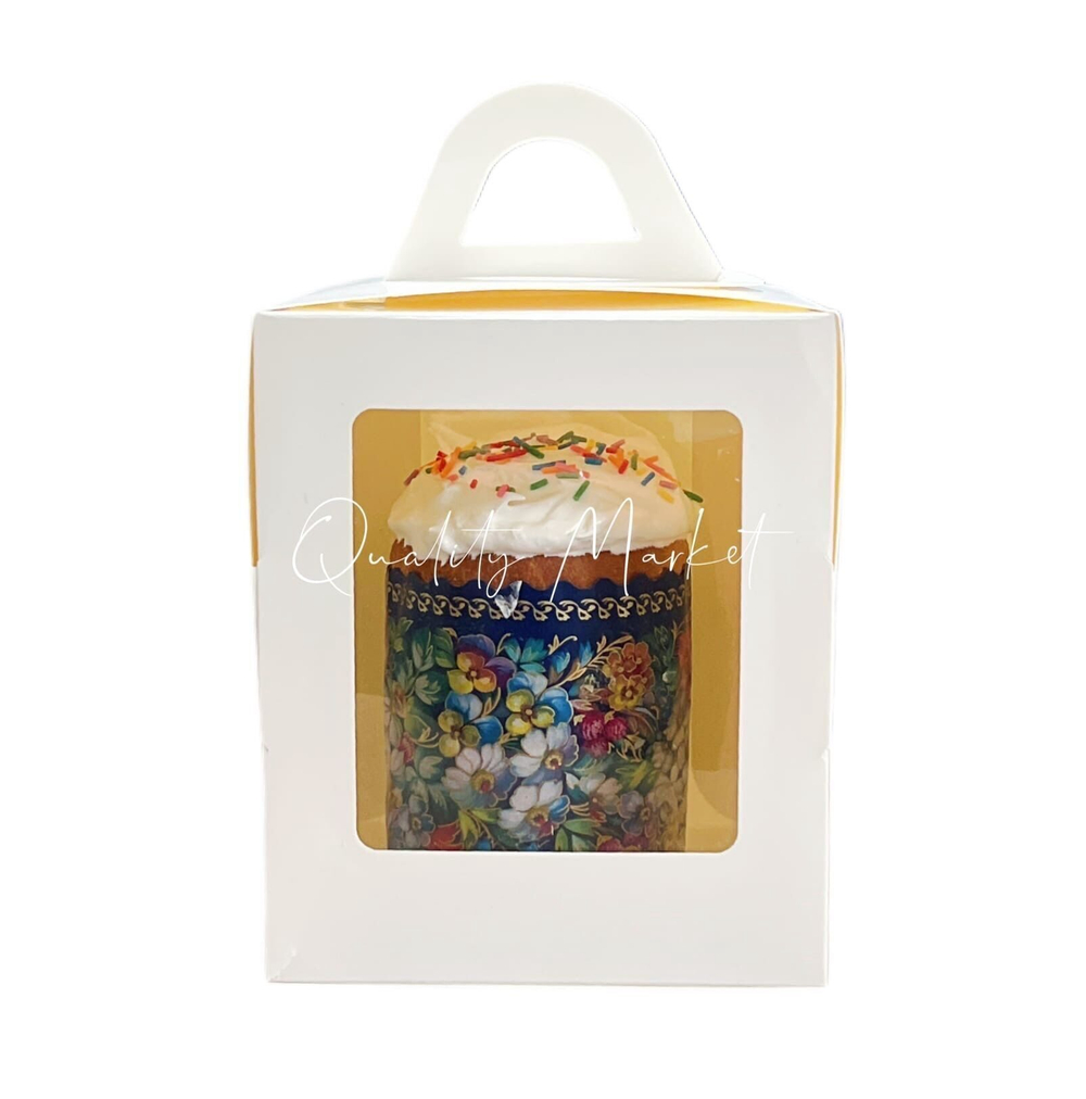 Коробка под пряничный домик и кулич,185*185*230 мм картон (белая), 10шт