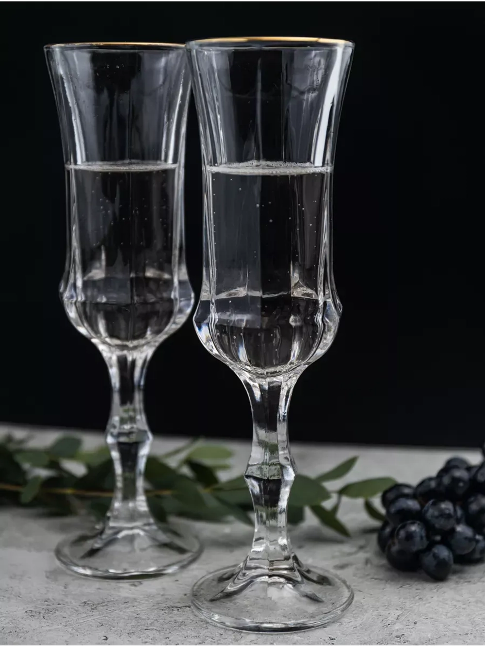 Набор бокалов для шампанского, 160 мл. 6 шт, с золотом