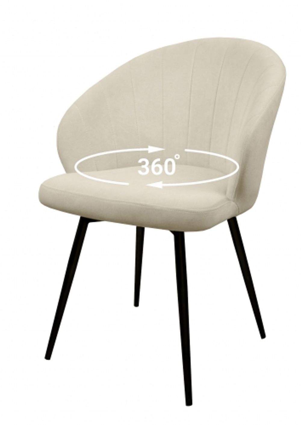 Стул "Камин" поворотный ЭМАЛЬ ТИТАН МУАР ткань велюр кремовый