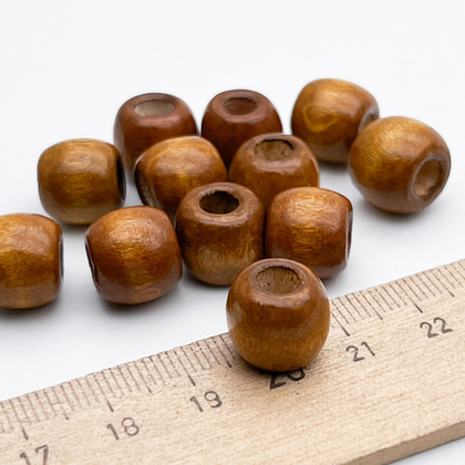 Деревянные бусины тонированные, цвет коричневый, бочонок, размер около 10,5*11,5 мм, цена за набор 10 штук
