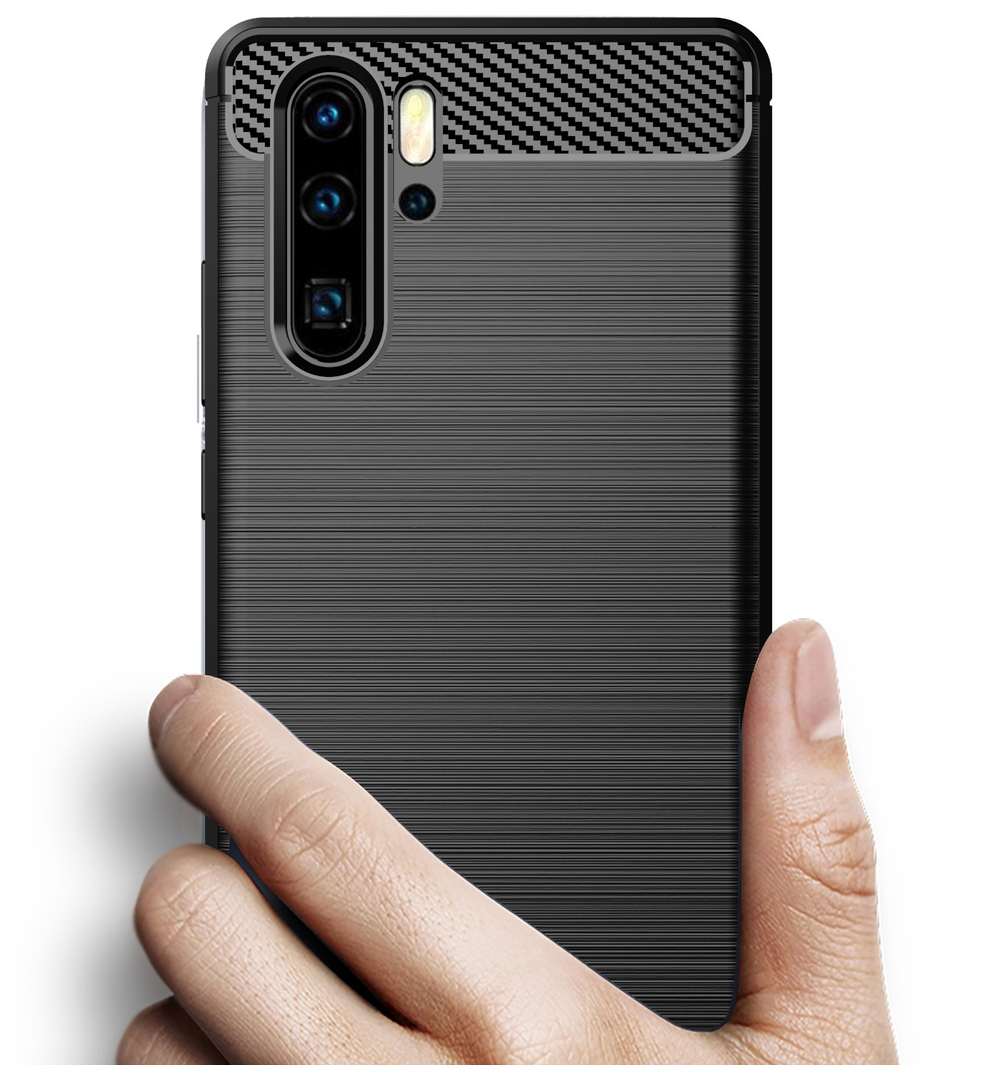 Чехол для Huawei P30 Pro цвет Black (черный), серия Carbon от Caseport