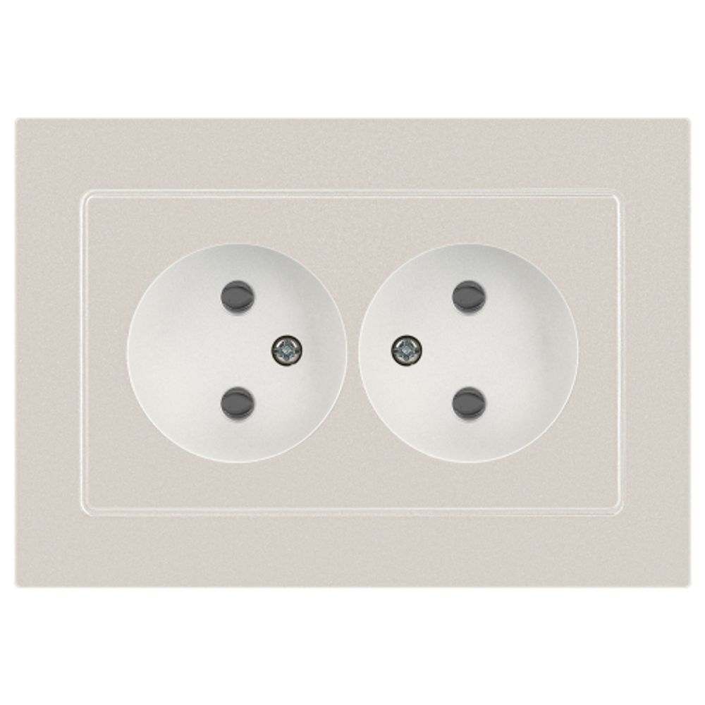 Розетка Intro Accent 6-204-06 2х2P, 16А-250В, IP20, СУ, AL/CU, перламутр | Intro
