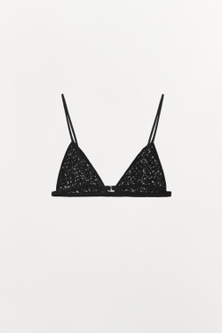 ZARA ТРЕУГОЛЬНЫЙ БЮСТГАЛЬТЕР С ТЕКСТУРОЙ, ЧЕРНЫЙ