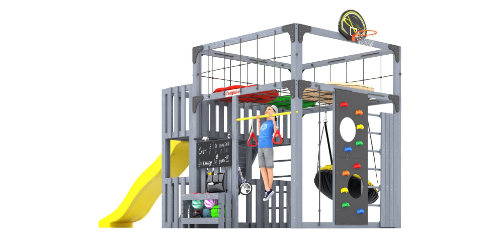 Детская площадка Савушка КУБ-3 (серый) с подушками