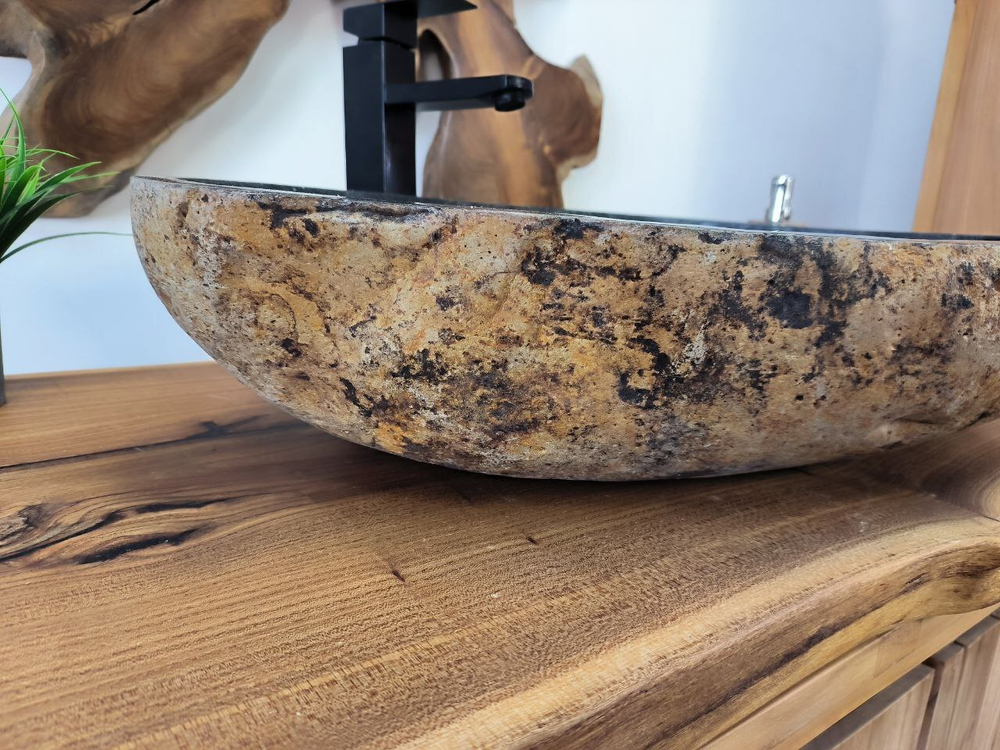 Раковина из речного камня RS-65809 66х49х15 из натурального камня