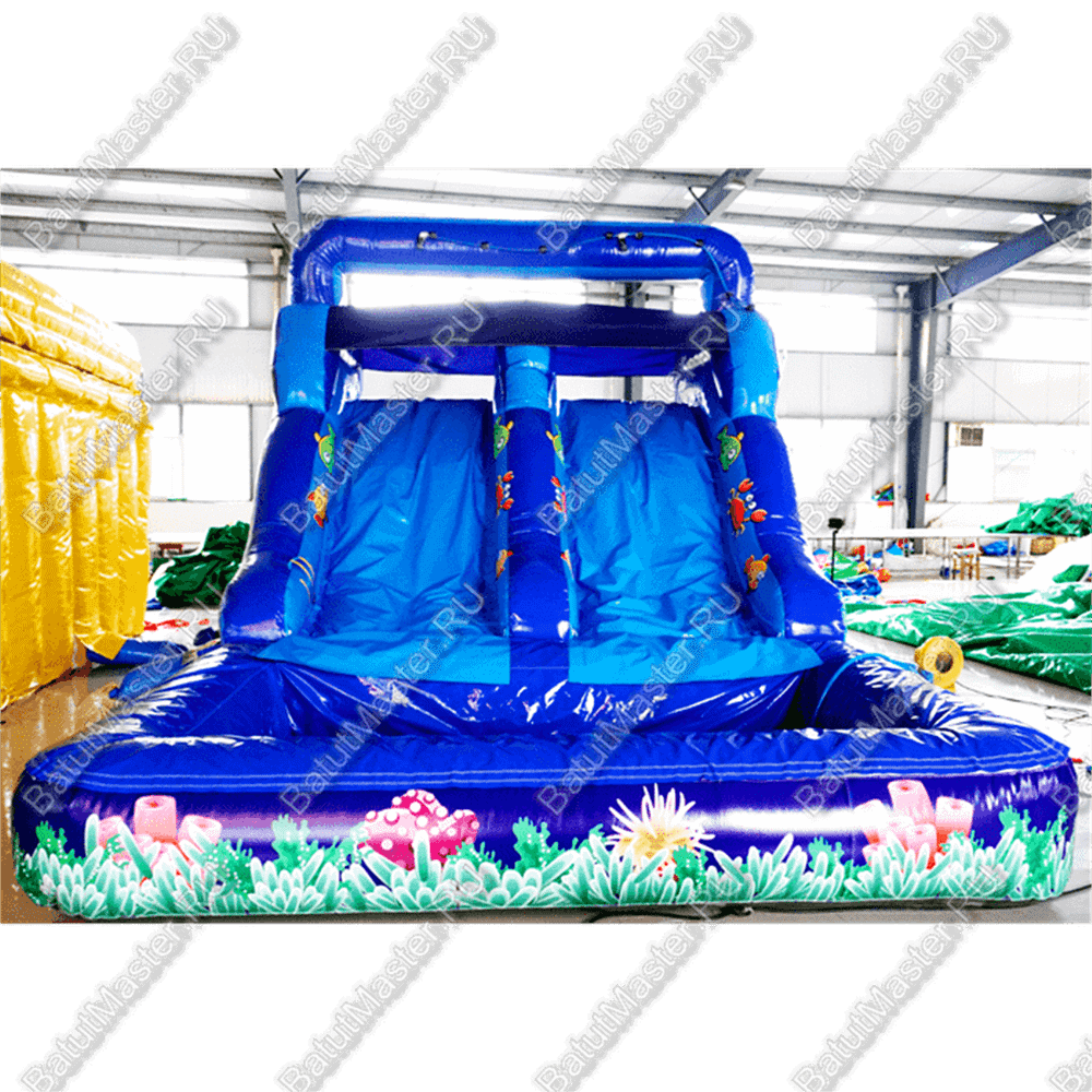 Надувной водный батут с бассейном «Коралловые рифы» 9*4*5 м