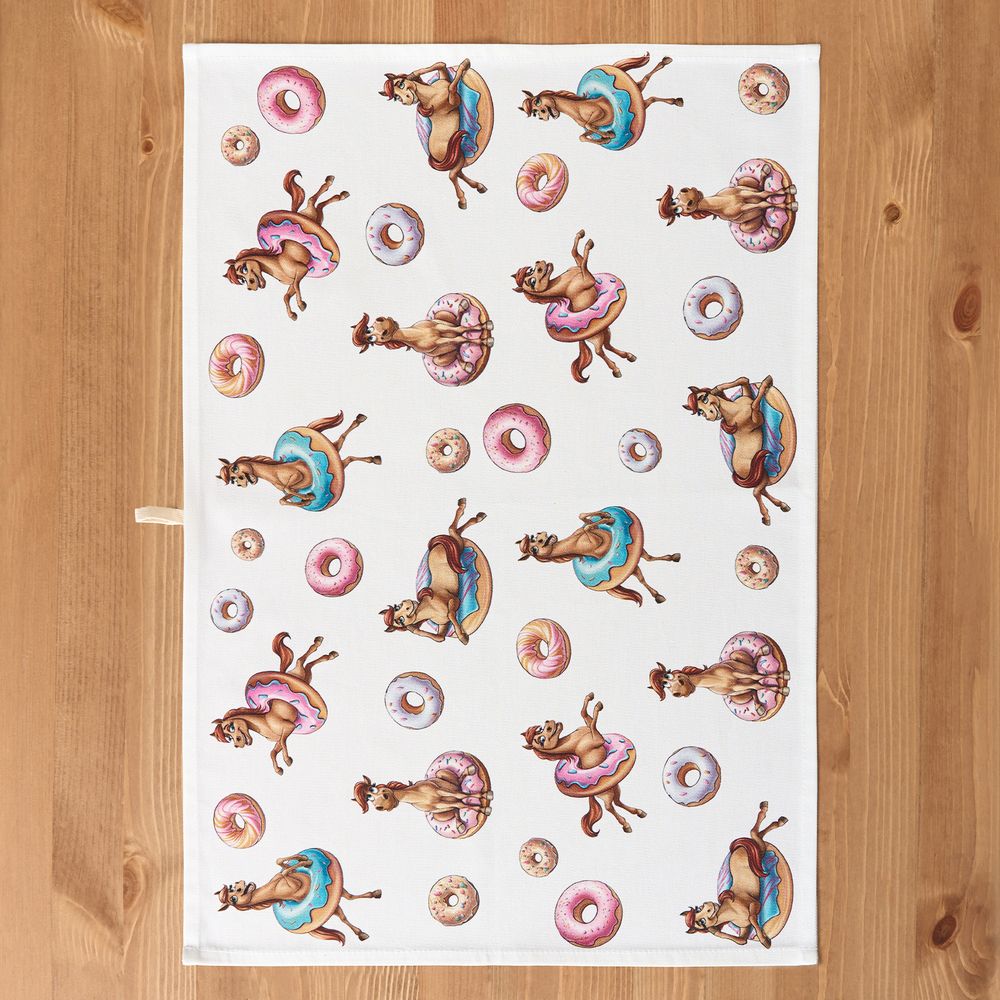 НАБОР ПОЛОТЕНЕЦ ИЗ 2ШТ "ЛОШАДЬ В ПОНЧИКАХ",БЕЛЫЙ,40Х60СМ ТВИЛ,100% ХЛОПОК