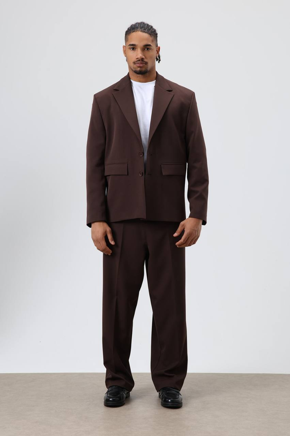 Однобортный коричневый оверсайз (УКОРОЧЕННЫЙ ПИДЖАК)