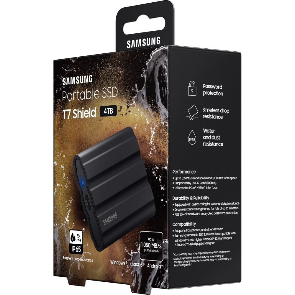Внешний SSD Samsung 4Tb T7 Shield (MU-PE4T0S/WW) Чёрный
