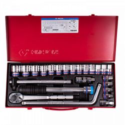 KING TONY (4533MR03) Набор торцевых головок с принадлежностями 1/2", 6-гранные, 10-32 мм, 24 предмета