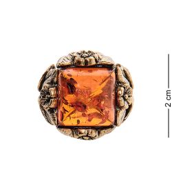 AM-2463 Кольцо «Лесное Очарование» (латунь, янтарь)