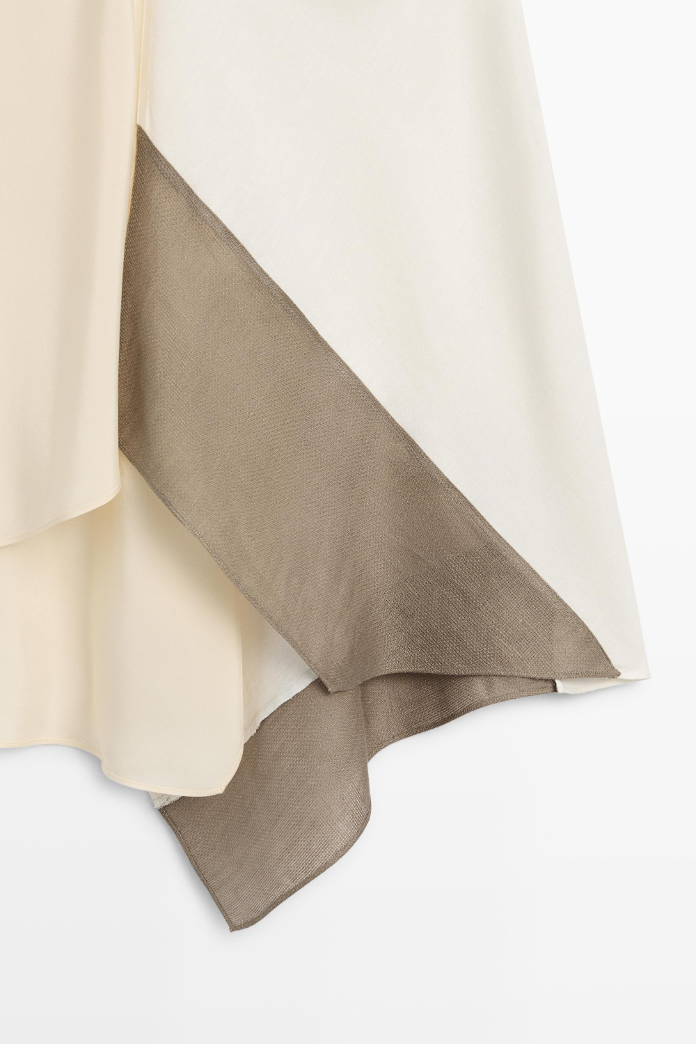 Massimo Dutti Асимметричный струящийся топ на тонких бретелях, натуральный/кремовый