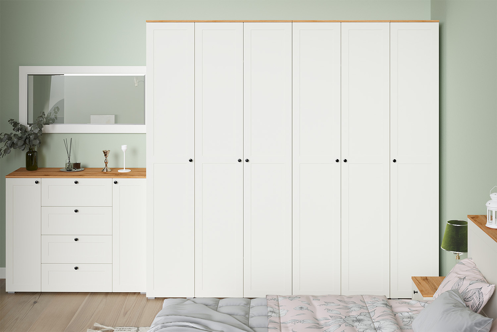 Шкаф для одежды Остин 13.336.02, Белый шагрень, Дуб золотой