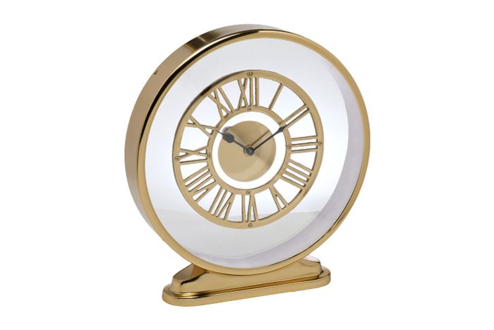 Часы настольные круглые на подставке золотые Garda Decor 79MAL-5730-32G