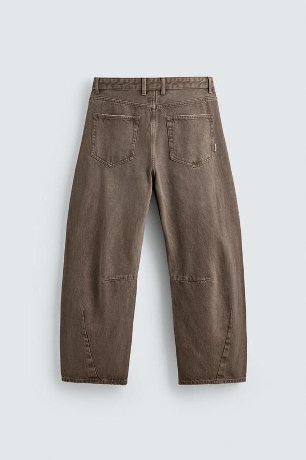 ZARA БРЮКИ BARREL FIT, КОРИЧНЕВЫЙ