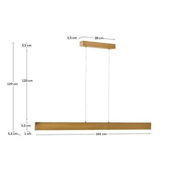 Подвесной светильник Boadella из алюминия с золотой отделкой