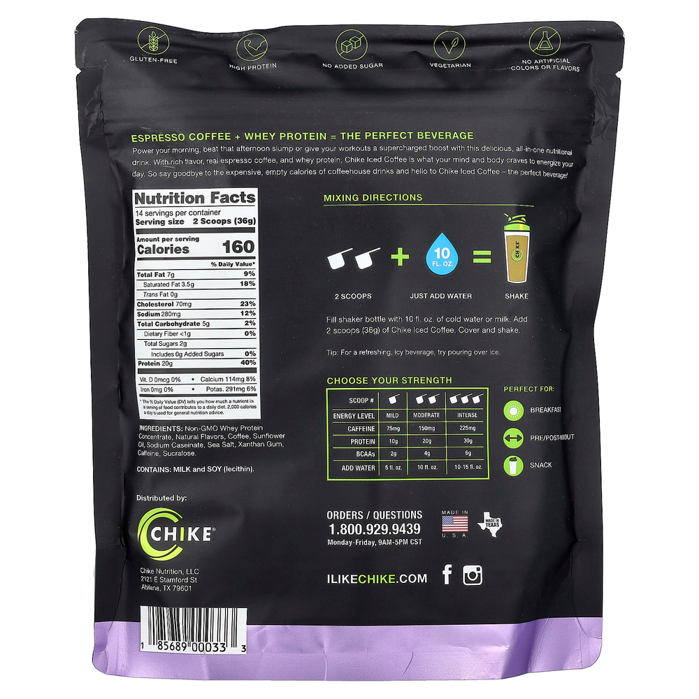Chike Nutrition, Холодный кофе с высоким содержанием протеина, сладкие сливки, 504 г (17,8 унции)