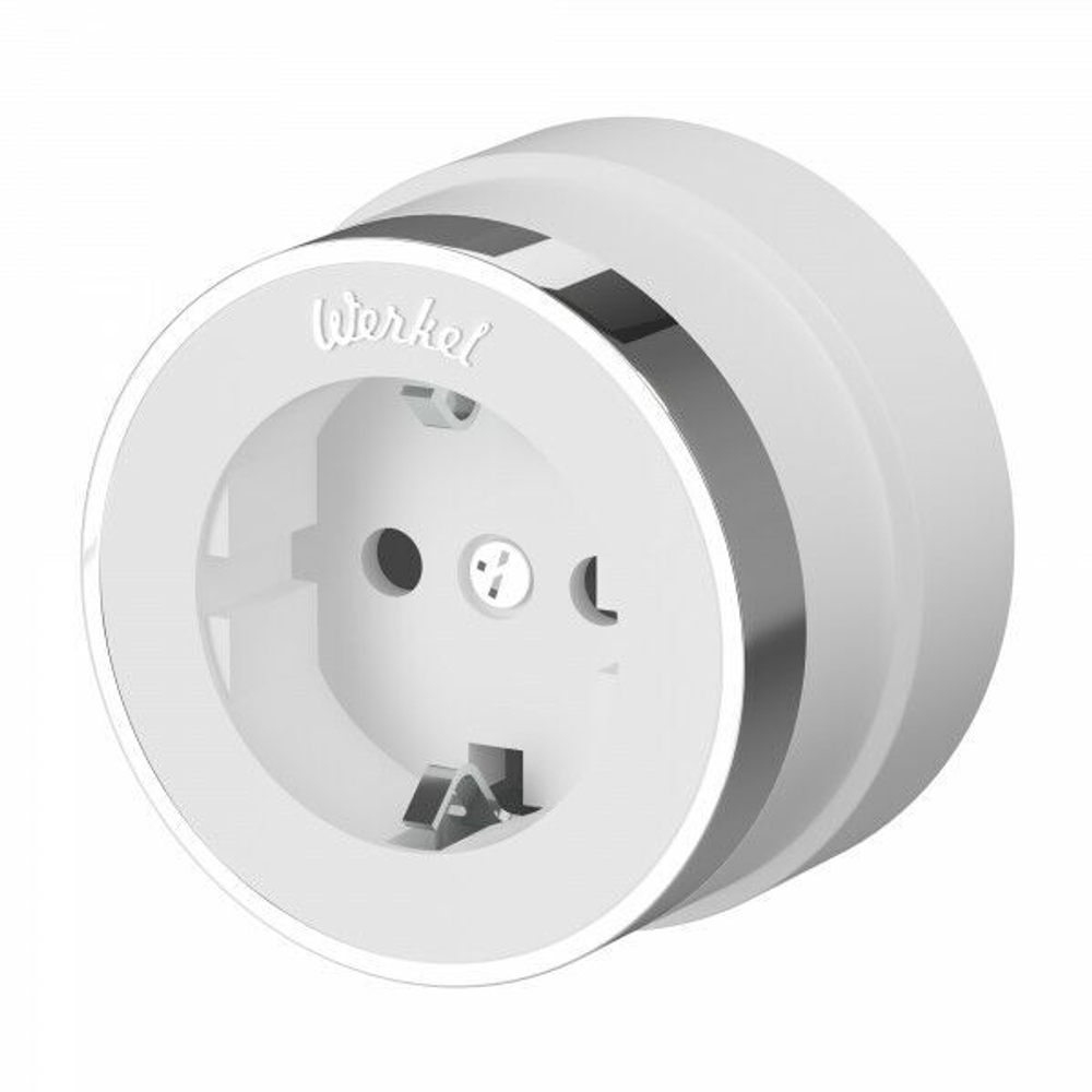 Розетка с заземлением Vintage (белый матовый/хром)