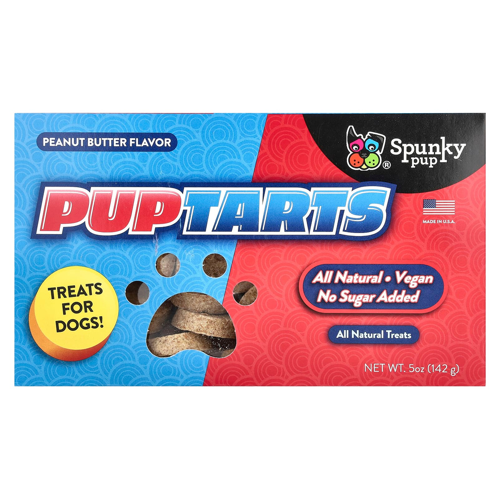 Spunky Pup, PupTarts, лакомства для собак, арахисовая паста, 142 г (5 унций)
