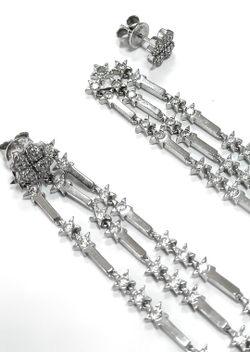 Ювелирные серьги-пусеты из серебра с подвесами,вставка фианиты