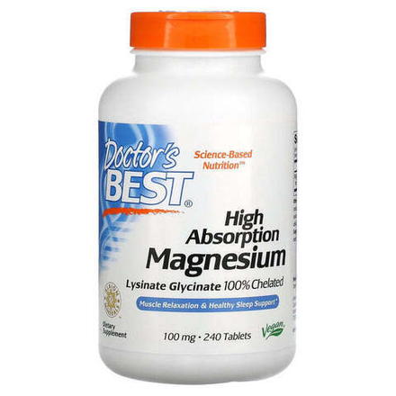 Doctor's Best, Магний, High Absorption Magnesium 100 mg, 240 таблеток