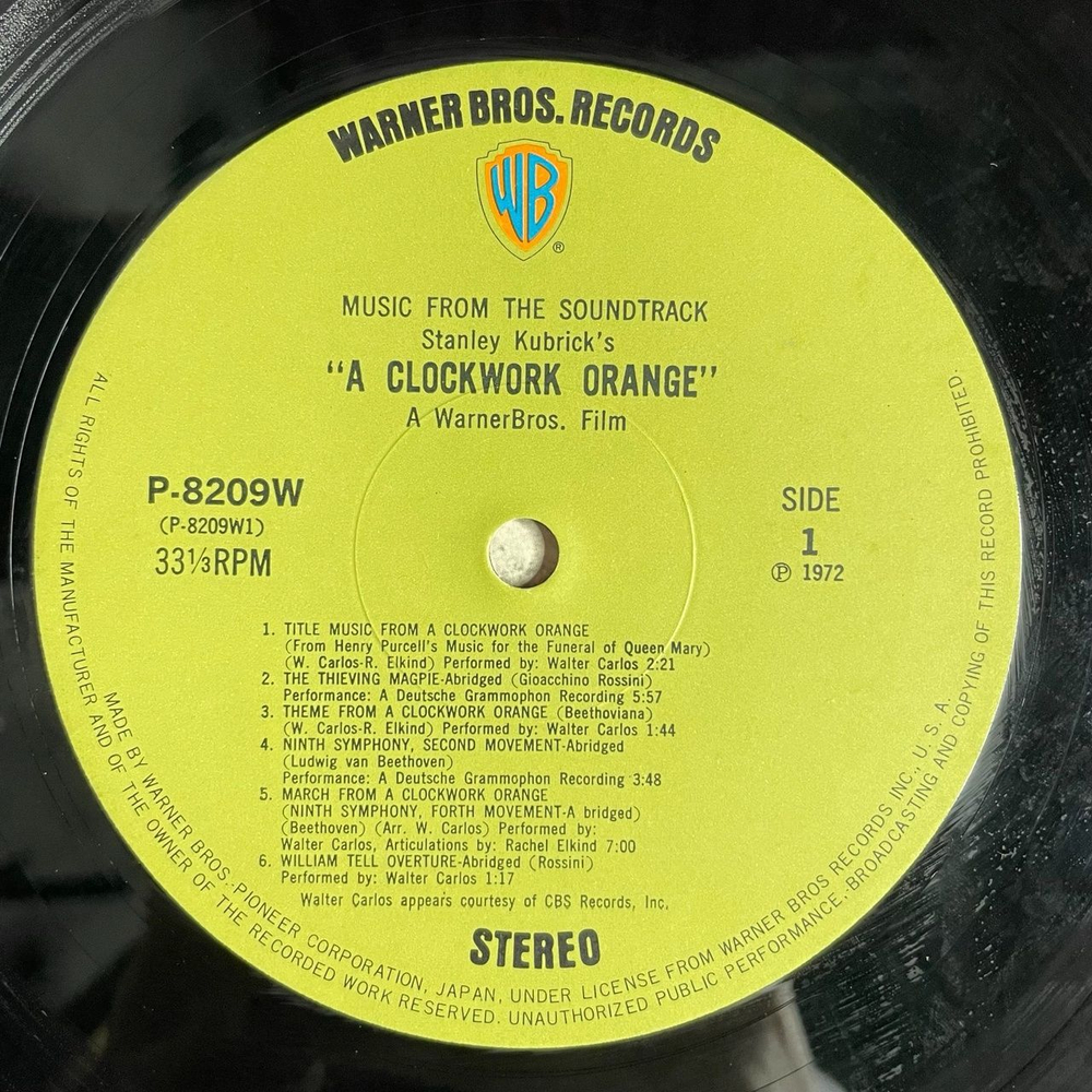 Винтажная виниловая пластинка LP Stanley Kubrick A Clockwork Orange Заводной Апельсин (Japan 1972) (Obi)