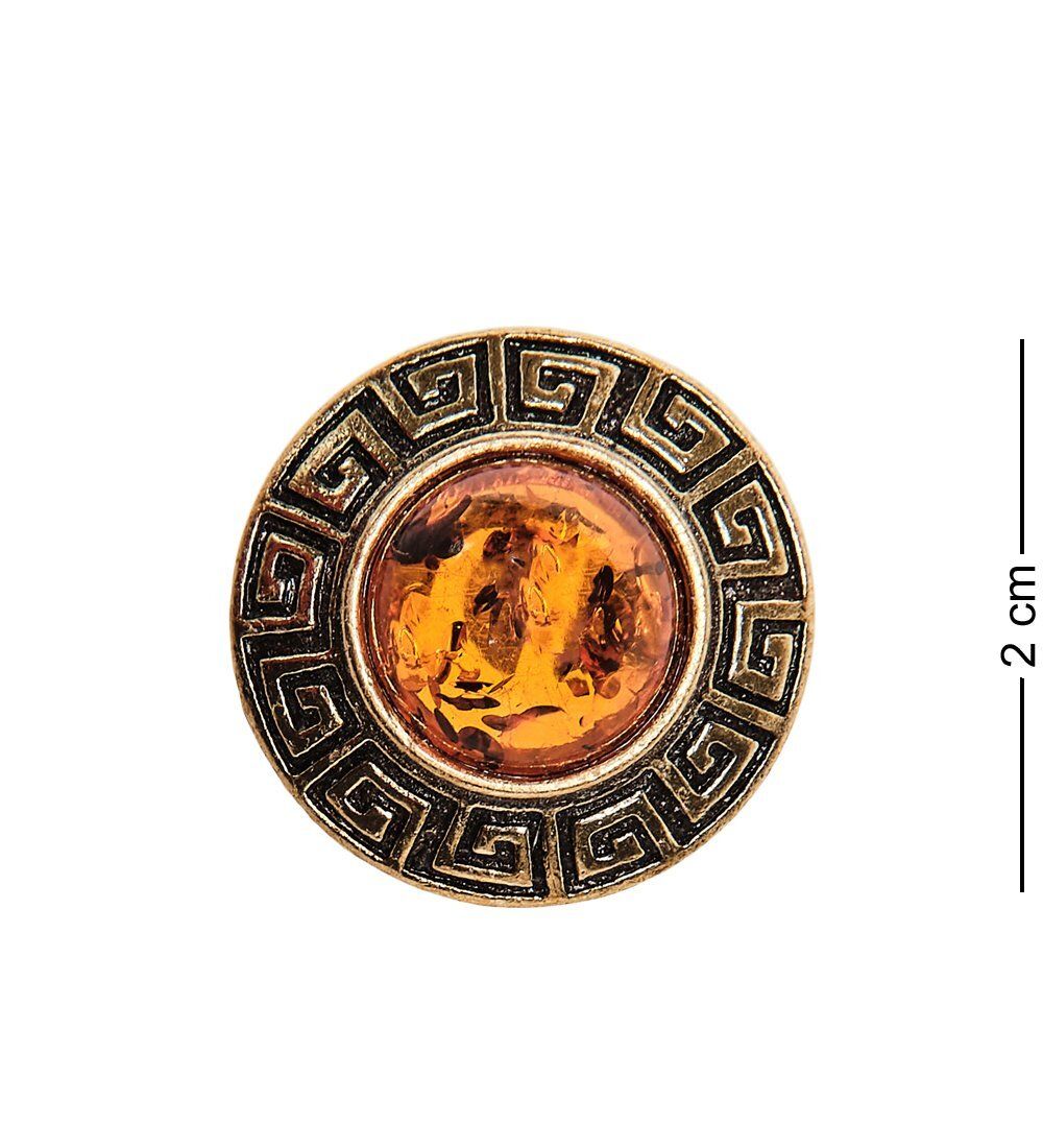 AM-2482 Кольцо «Орнамент» (латунь, янтарь)