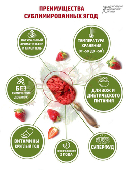 Слайсы клубничные натуральные сублимированные без сахара и консервантов, 15г