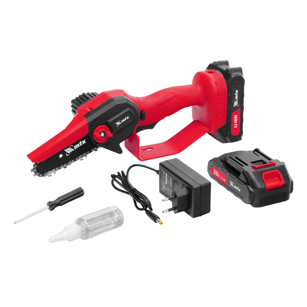 Цепная мини-пила аккумуляторная, MCS-100, шина 100 мм, Li-Ion, 20 В // MTX