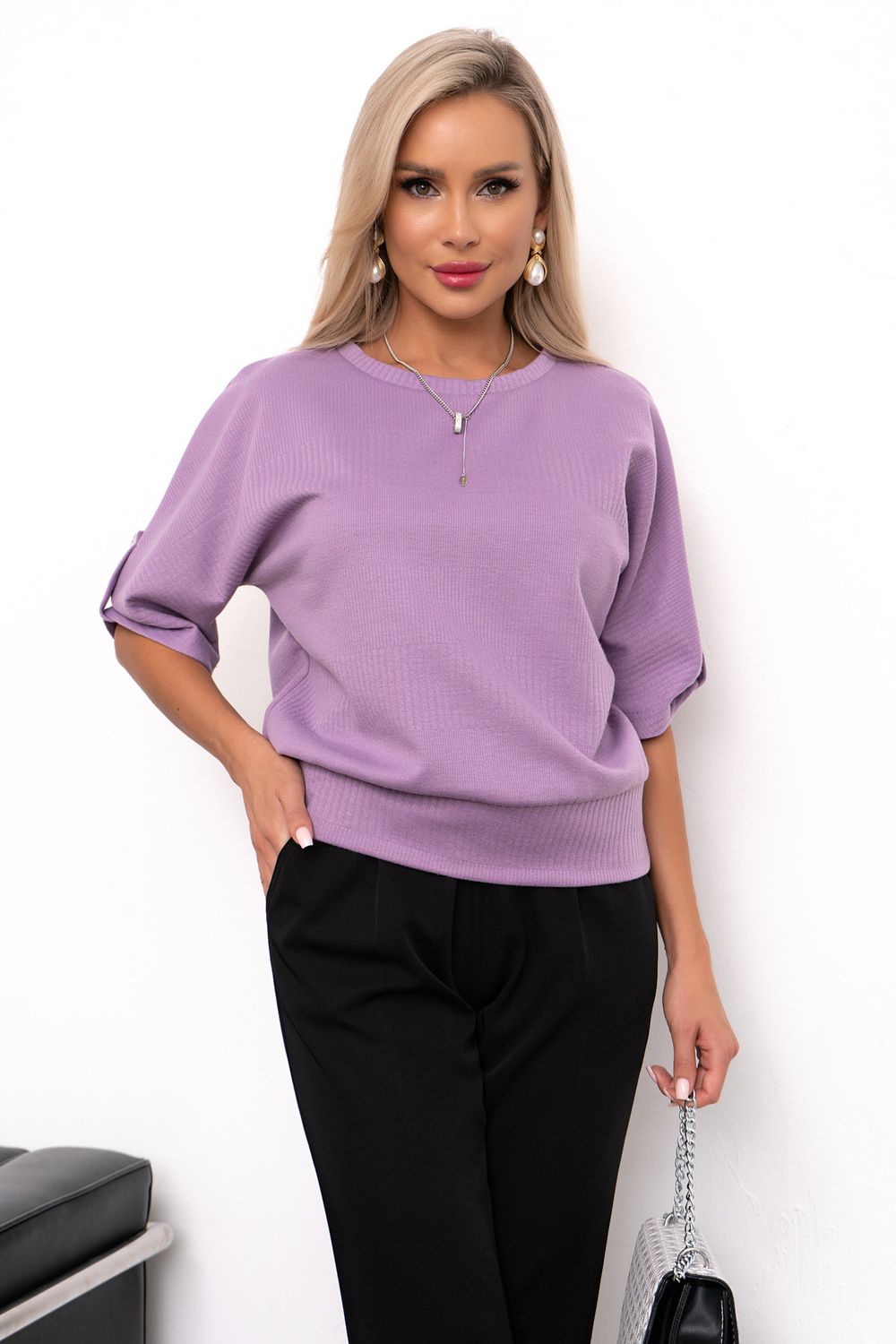 Костюм брючный (черный/сирень) К11-82/2 Nikol (Акция)